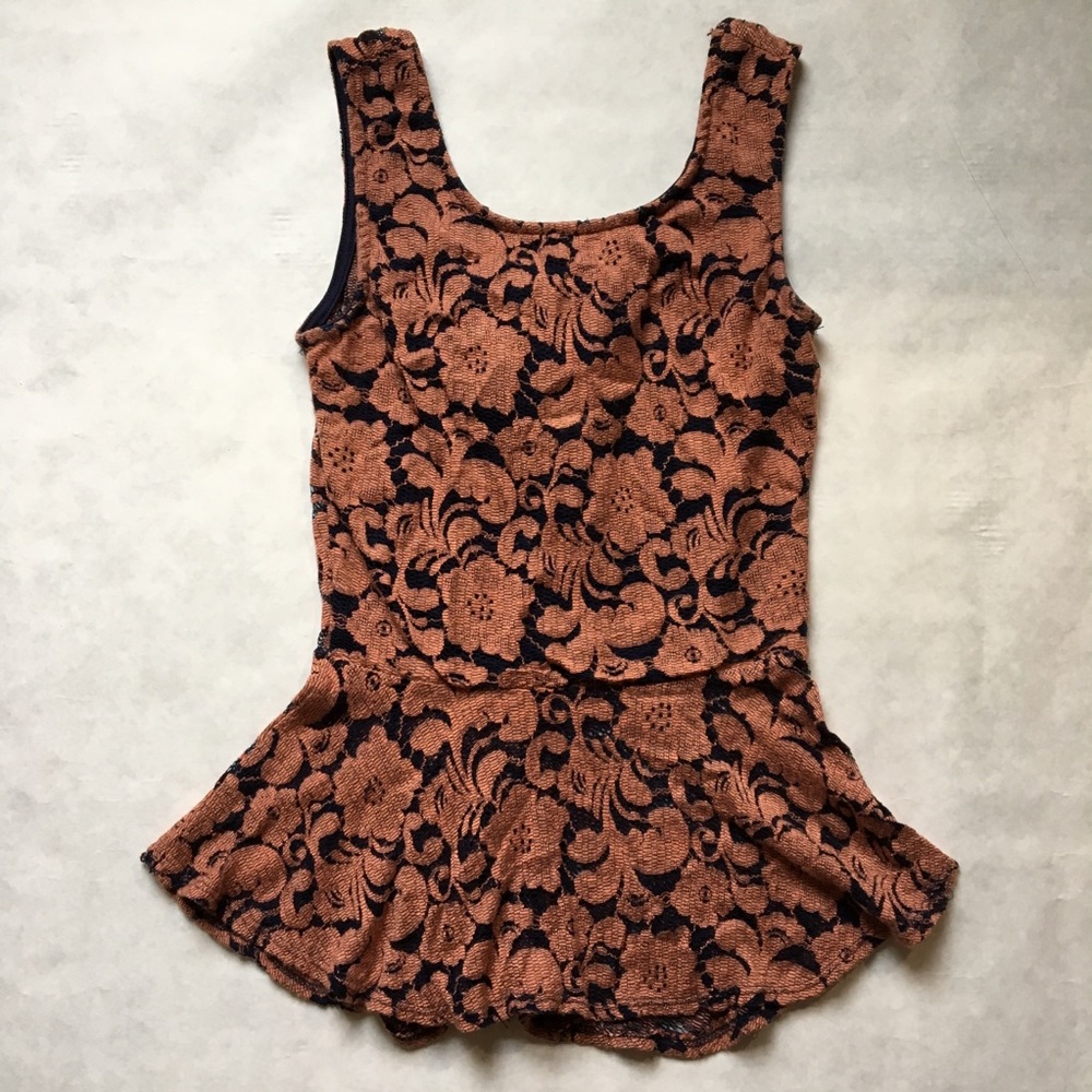 Peachy Mauve & Navy Blue Top With Bow Detail